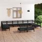 Preview: ARDEBO.de - 12-tlg. Garten-Lounge-Set Schwarz Massivholz Kiefer