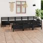 Preview: ARDEBO.de - 11-tlg. Garten-Lounge-Set Schwarz Massivholz Kiefer