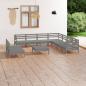 Preview: ARDEBO.de - 10-tlg. Garten-Lounge-Set Massivholz Kiefer Grau