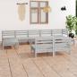 Preview: ARDEBO.de - 9-tlg. Garten-Lounge-Set Weiß Massivholz Kiefer