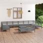 Preview: ARDEBO.de - 13-tlg. Garten-Lounge-Set Grau Massivholz Kiefer