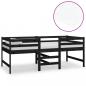 Preview: Mittelhohes Bett mit Matratze Schwarz 90x200 cm Massivholz Kiefer