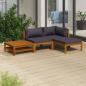 Preview: ARDEBO.de - 4-tlg. Garten-Lounge-Set mit Auflage Massivholz Akazie