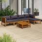 Preview: ARDEBO.de - 6-tlg. Garten-Lounge-Set mit Auflage Massivholz Akazie