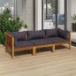 Preview: ARDEBO.de - 3-Sitzer-Gartensofa mit Auflage Akazie Massivholz