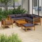 Preview: ARDEBO.de - 8-tlg. Garten-Lounge-Set mit Auflage Massivholz Akazie