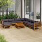 Preview: ARDEBO.de - 9-tlg. Garten-Lounge-Set mit Auflage Massivholz Akazie