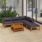 Preview: ARDEBO.de - 6-tlg. Garten-Lounge-Set mit Auflage Massivholz Akazie