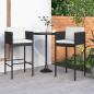 Preview: ARDEBO.de - Barhocker 2 Stk. mit Kissen Schwarz Poly Rattan