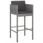 Preview: Barhocker 2 Stk. mit Kissen Grau Poly Rattan 