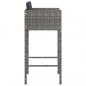 Preview: Barhocker 2 Stk. mit Kissen Grau Poly Rattan 