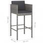 Preview: Barhocker 2 Stk. mit Kissen Grau Poly Rattan 