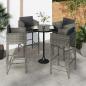 Preview: ARDEBO.de - Barhocker 4 Stk. mit Kissen Grau Poly Rattan 