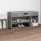 Preview: ARDEBO.de - Schuhbank mit Kissen Betongrau 104x30x49 cm Holzwerkstoff