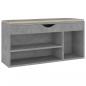 Preview: Schuhbank mit Kissen Betongrau 104x30x49 cm Holzwerkstoff