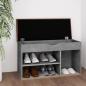 Preview: ARDEBO.de - Schuhbank mit Kissen Betongrau 80x30x47 cm Holzwerkstoff