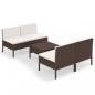 Preview: 5-tlg. Garten-Lounge-Set mit Auflagen Poly Rattan Braun