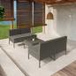 Preview: ARDEBO.de - 5-tlg. Garten-Lounge-Set mit Auflagen Poly Rattan Grau