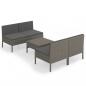 Preview: 5-tlg. Garten-Lounge-Set mit Auflagen Poly Rattan Grau