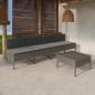 Preview: ARDEBO.de - 5-tlg. Garten-Lounge-Set mit Auflagen Poly Rattan Grau