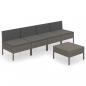 Preview: 5-tlg. Garten-Lounge-Set mit Auflagen Poly Rattan Grau