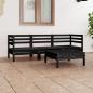 Preview: ARDEBO.de - 4-tlg. Garten-Lounge-Set Schwarz Massivholz Kiefer