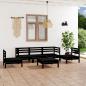 Preview: ARDEBO.de - 6-tlg. Garten-Lounge-Set Schwarz Massivholz Kiefer