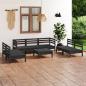 Preview: ARDEBO.de - 8-tlg. Garten-Lounge-Set Schwarz Massivholz Kiefer