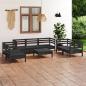 Preview: ARDEBO.de - 8-tlg. Garten-Lounge-Set Schwarz Massivholz Kiefer