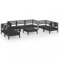 Preview: 8-tlg. Garten-Lounge-Set Schwarz Massivholz Kiefer