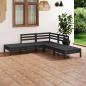 Preview: ARDEBO.de - 5-tlg. Garten-Lounge-Set Massivholz Kiefer Schwarz