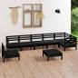 Preview: ARDEBO.de - 8-tlg. Garten-Lounge-Set Massivholz Kiefer Schwarz