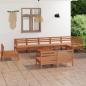 Preview: ARDEBO.de - 10-tlg. Garten-Lounge-Set Massivholz Kiefer Honigbraun