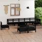 Preview: ARDEBO.de - 10-tlg. Garten-Lounge-Set Massivholz Kiefer Schwarz