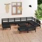 Preview: ARDEBO.de - 11-tlg. Garten-Lounge-Set Massivholz Kiefer Schwarz