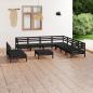 Preview: ARDEBO.de - 10-tlg. Garten-Lounge-Set Massivholz Kiefer Schwarz