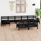 Preview: ARDEBO.de - 9-tlg. Garten-Lounge-Set Schwarz Massivholz Kiefer