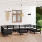 Preview: ARDEBO.de - 10-tlg. Garten-Lounge-Set Schwarz Massivholz Kiefer