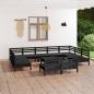 Preview: ARDEBO.de - 12-tlg. Garten-Lounge-Set Schwarz Massivholz Kiefer