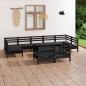 Preview: ARDEBO.de - 10-tlg. Garten-Lounge-Set Schwarz Massivholz Kiefer