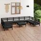 Preview: ARDEBO.de - 10-tlg. Garten-Lounge-Set Schwarz Massivholz Kiefer