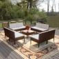 Preview: ARDEBO.de - 9-tlg. Garten-Lounge-Set mit Auflagen Poly Rattan Braun