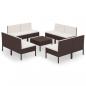 Preview: 9-tlg. Garten-Lounge-Set mit Auflagen Poly Rattan Braun