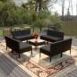 Preview: ARDEBO.de - 9-tlg. Garten-Lounge-Set mit Auflagen Poly Rattan Schwarz