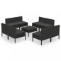 Preview: 9-tlg. Garten-Lounge-Set mit Auflagen Poly Rattan Schwarz