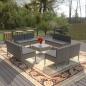 Preview: ARDEBO.de - 9-tlg. Garten-Lounge-Set mit Auflagen Poly Rattan Grau