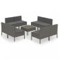 Preview: 9-tlg. Garten-Lounge-Set mit Auflagen Poly Rattan Grau