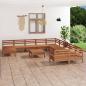 Preview: ARDEBO.de - 12-tlg. Garten-Lounge-Set Honigbraun Massivholz Kiefer