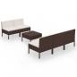 Preview: 6-tlg. Garten-Lounge-Set mit Auflagen Poly Rattan Braun