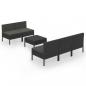 Preview: 6-tlg. Garten-Lounge-Set mit Auflagen Poly Rattan Schwarz